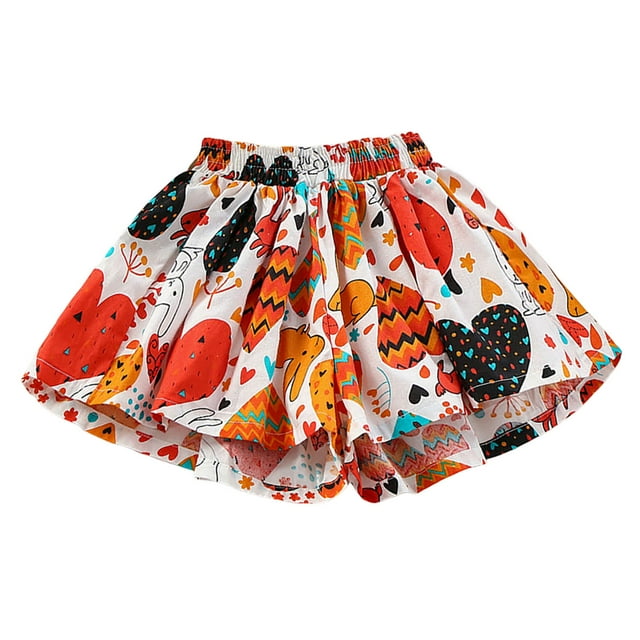 MIASHUI Shorts de Plage Décontractés pour Filles, Extérieur Été, Imprimé Floral, Taille Élastique, Short, Rouge, 4-5 Ans