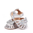 thumbnail image 4 of Zshosam Infant Girl Shoes Baby Infant Girls Boys Sandals Non Slip Rubber Sole Summer Beach Outdoor First Walker Crib Shoes Size 3,(Silver Infant 3), 4 of 6