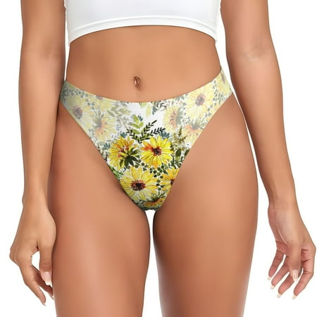Sigee Daisies And Wildflowers for Women s G-String Panty  Low Rise  Soft Lace Perfect for Everyday Wear or Special Occasions-3X-Large