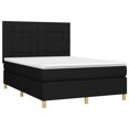 Box spring bed with mattress black 140x190 cm fabric
