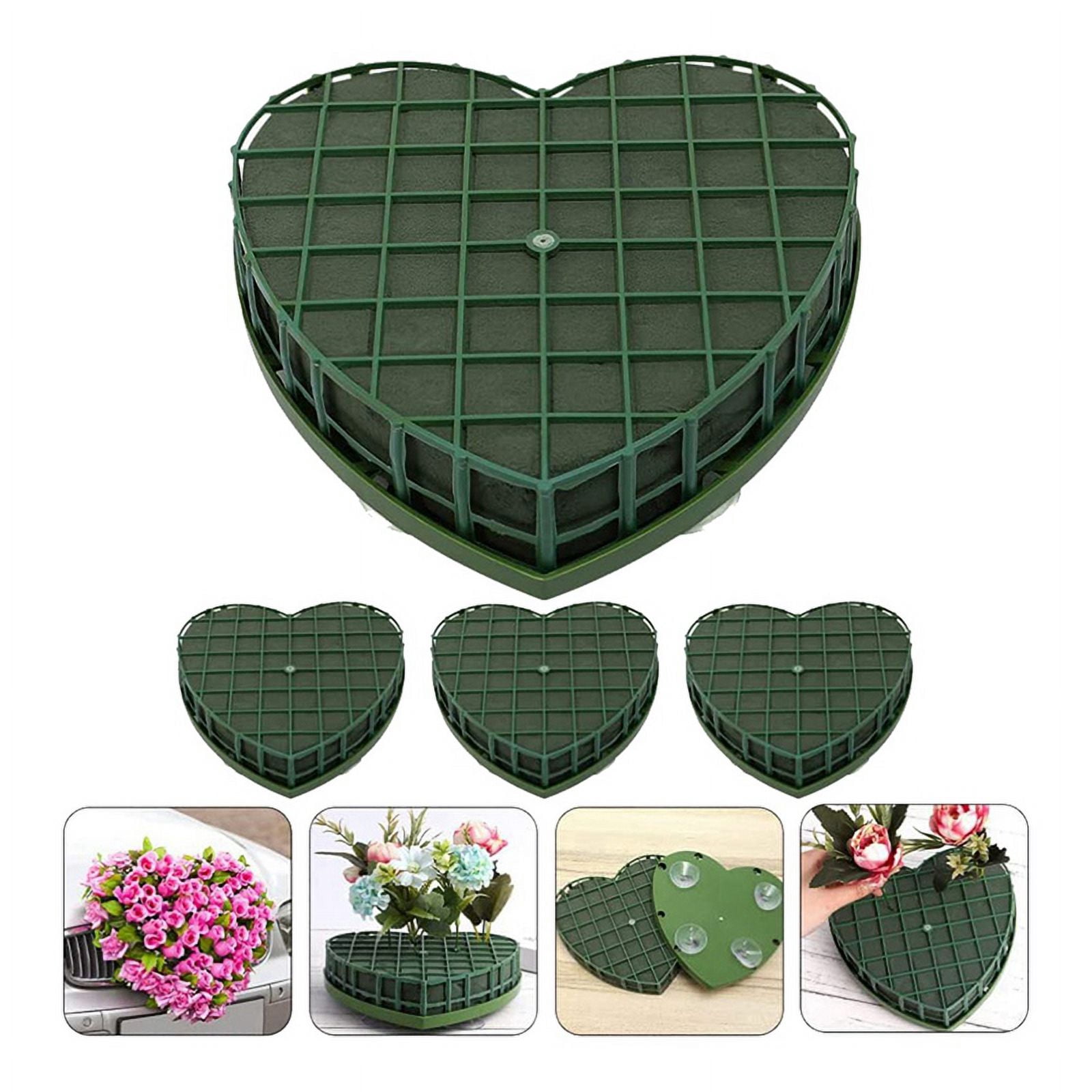 8Pcs Heart-Shape Floral Foam Blocks Green Flower Clay Heart Shaped Floral Bricks Artificial Floral Mud with Suction Cup