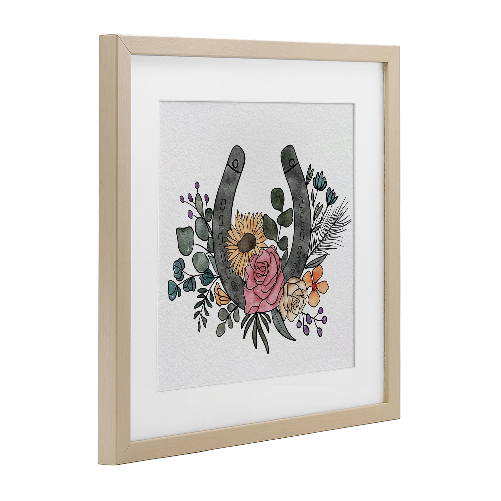 Stupell Industries Boho Floral Horseshoe Birch Framed Print Under Glass, design by Alisha Kiara Design