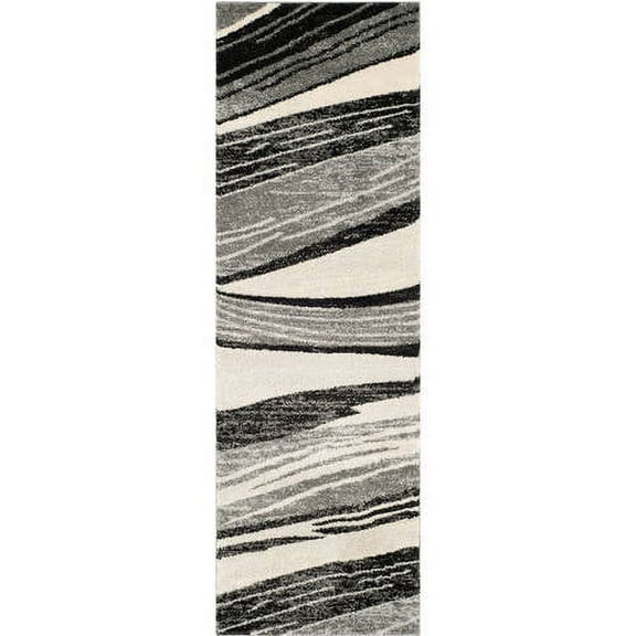 SAFAVIEH Retro Travis Abstract Runner Rug, Light Grey/Ivory, 2'3" x 11'