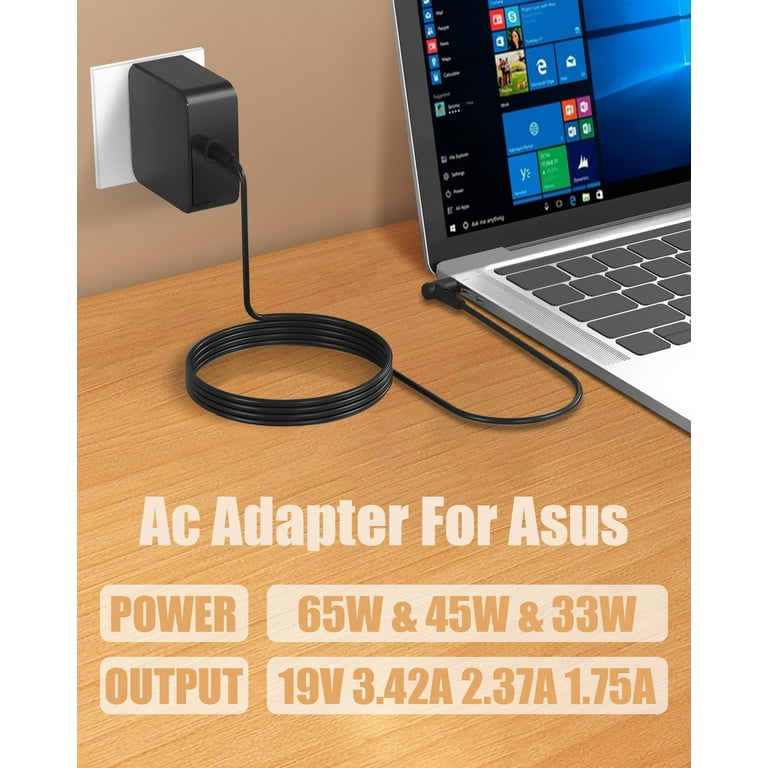 Chargeur Universel 65W 45W pour ASUS VivoBook ZenBook 14 15 17 S14 S15 S17  Notebook Lenovo IdeaPad Replacement, avec 5 connecteurs Ronds différents :  : Informatique