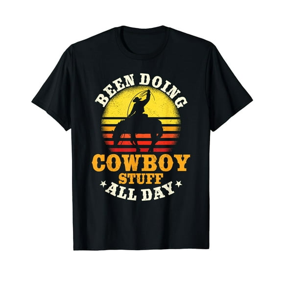 Been Doing Cowboy Stuff All Day Black T-Shirt Casual Cotton Tee