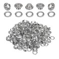 thumbnail image 1 of Uxcell 50Set Ojetes 6mm 1/4 Pulgada Kit de Ojetes de Latón con Arandelas para Tela, Cortinas, Lonas, Cinturones de Cuero, Zapatos, Bolsas, DIY, Plata, 1 of 7