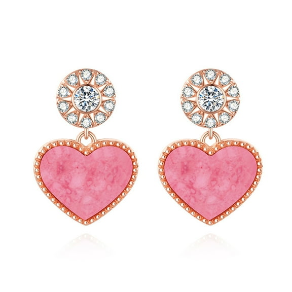 Pink Heart Earrings Women 2024 Trendykorean Fashion Luxury Designer Valentines Couple Gifts Drop Dangle Y2k Accessories Jewelry