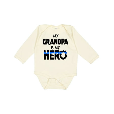 

Inktastic My Grandpa is My Hero Police Officer Family Gift Baby Boy or Baby Girl Long Sleeve Bodysuit