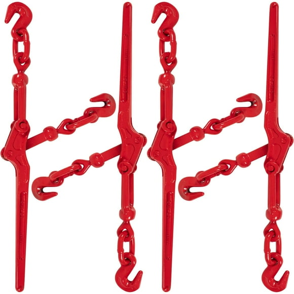 US Cargo Control Load Binders for 5/16 Inch Grade 70 Chain and 3/8 Inch Grade 43 Chain - 5,400 LBS Working Load Limit, (4-Pack) Lever-Style Chain Binders, Ratcheting Design for Easy Tightening