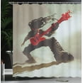 thumbnail image 4 of Ambesonne Fantasy Shower Curtain, Hipster Rocker Guitar, 69"Wx75"L, Red Grey, 4 of 5