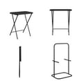 COSCO 5Piece Folding Vinyl Top TV Tray Set, Black with Storage Rack