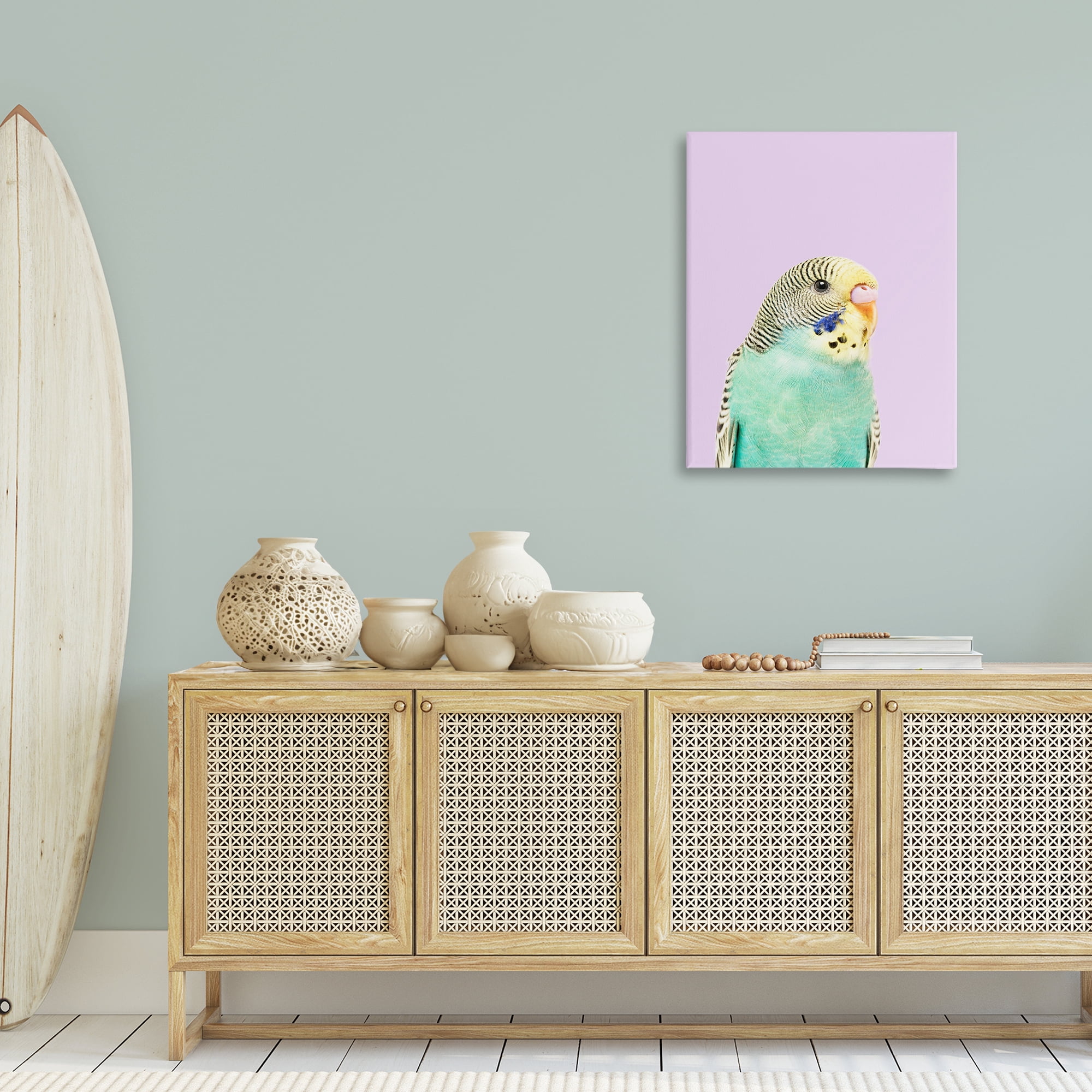 Stupell Industries Pastel Budgie Bird Animals Painting Wrapped Canvas Art Print Wall Art, 24 x 30