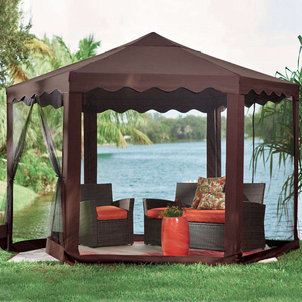 BrylaneHome New And Improved 13'W Hexagon Gazebo Gazebo