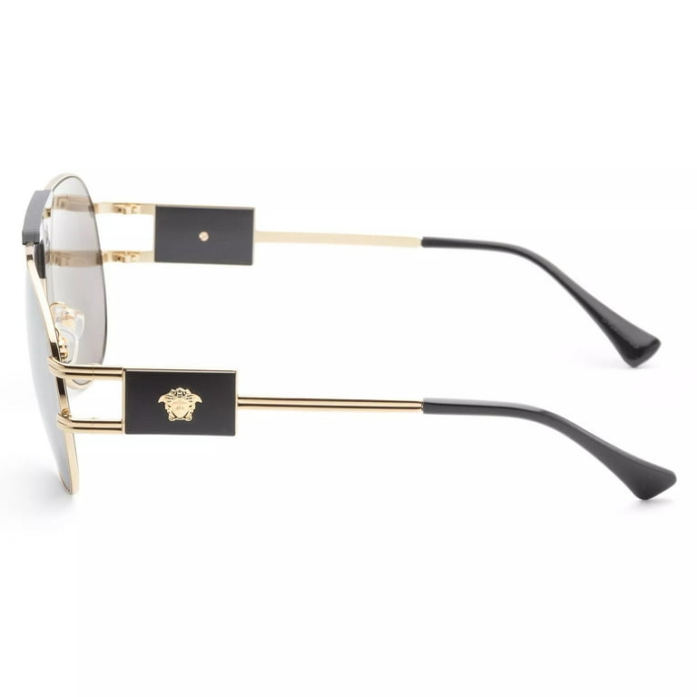 Versace Men's Pilot Sunglasses, Light Grey Mirror Silver, Gold