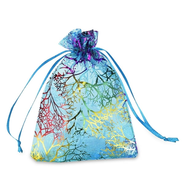 Toystoory Paquete de 100 bolsas de regalo de Organza con cordón de malla de Coral, bolsas de regalo transpirables para bodas y vacaciones, suministros Almacenamiento y organización del hogar Azul Toystoory HA010041-01