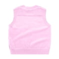 thumbnail image 3 of Gubotare Sweater Vest Girls Kids Boys School Uniform Sweater for Girls Solid Sleeveless Sweater Vest V Neck Knitwear Tank Top Preppy Fall Winter Clothes Size 5-6 (Pink,5-6 Years), 3 of 5