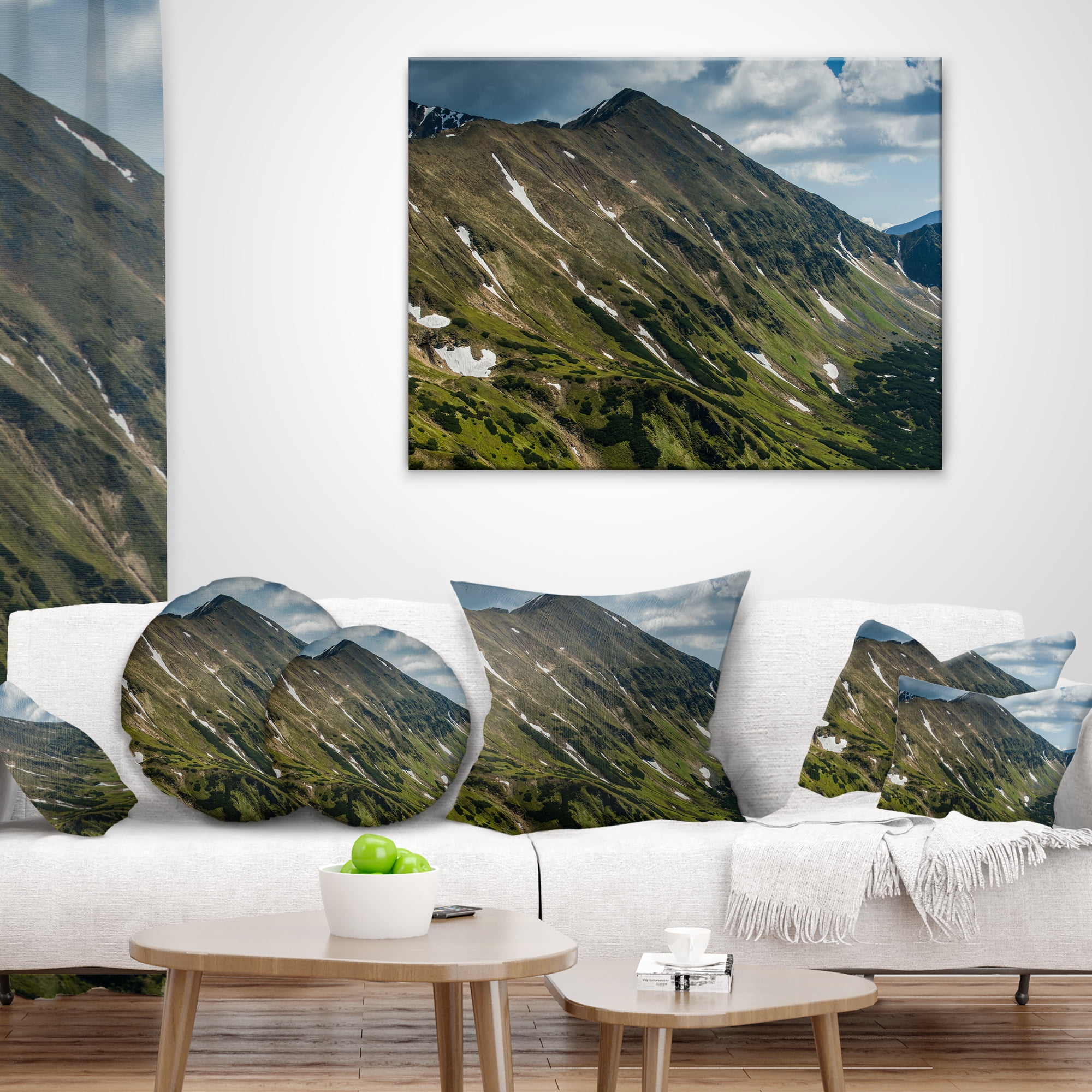 Designart Tatra Mountains Panoramic View - Landscape Printed Throw Pillow - 18x18