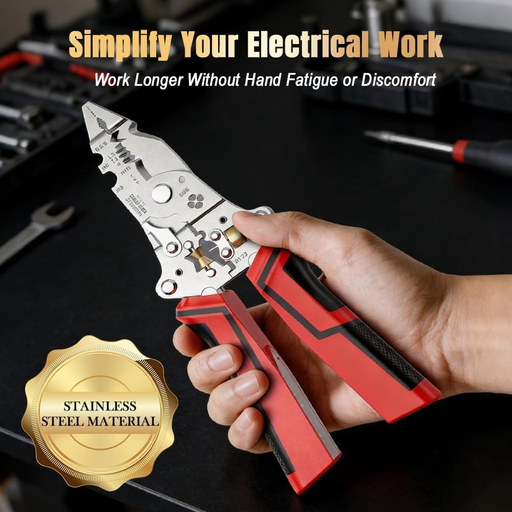 16 in 1 Wire Stripper Twister for Cutting and Pulling Wires, Multifunctional Foldable 16 in 1 Wire Stripper Twister with Voltage Tester,Professional Electrician Tool for DIY Home Use (1)