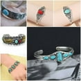 thumbnail image 4 of QQTDFG Women 925 Silver Tibetan Turquoise Open Bangle Cuff Bracelet Wedding Jewelry-#8, 4 of 9