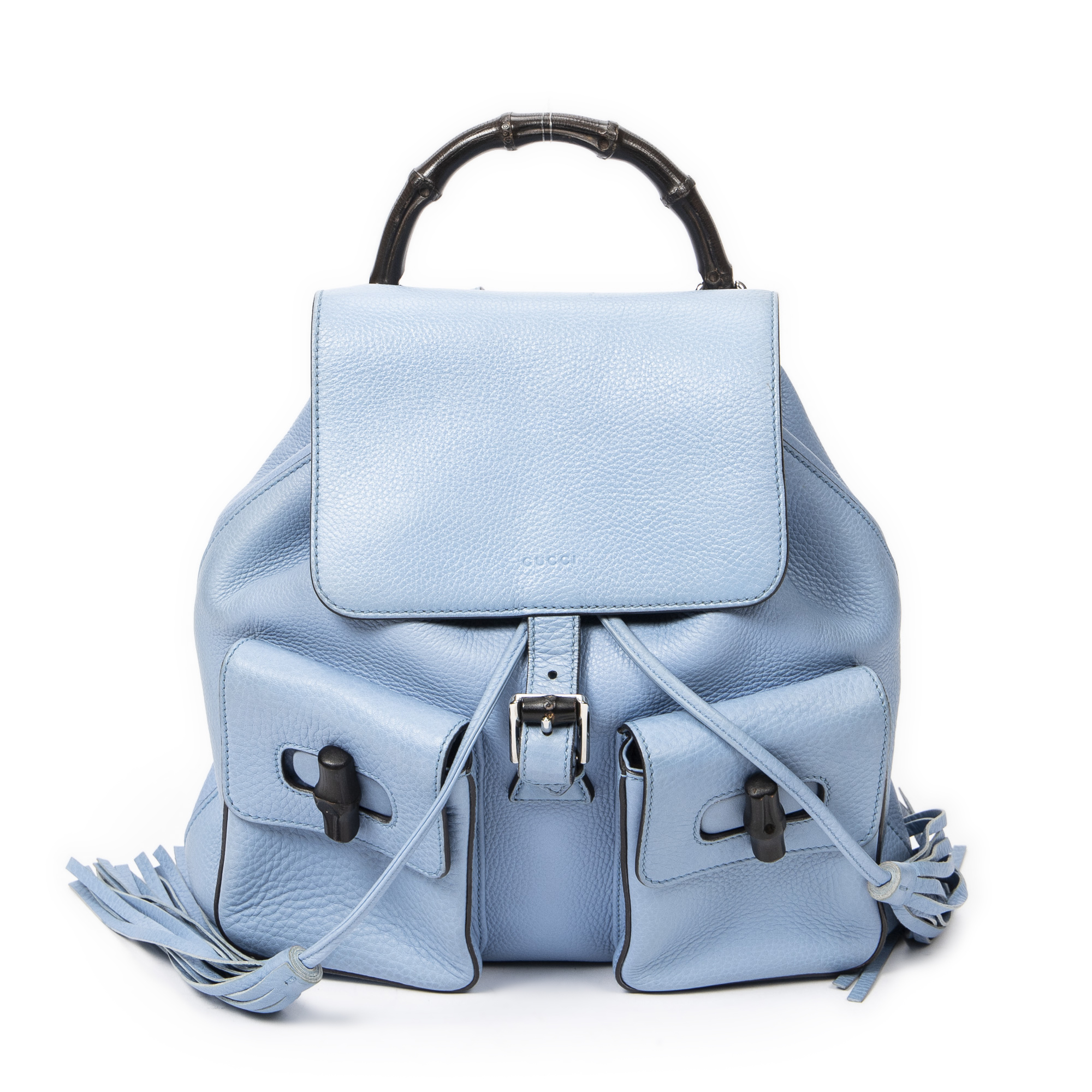 Gucci Light Blue Leather Backpack with Tassels Gucci Bamboo Backpack: Real vs. Fake Comparison – Bagaholic main image 4
