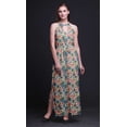 thumbnail image 4 of Bimba Floral Ladies Crew Neck Waist String Print Maxi Dress with Side Slits Summer Wear-Large, 4 of 6