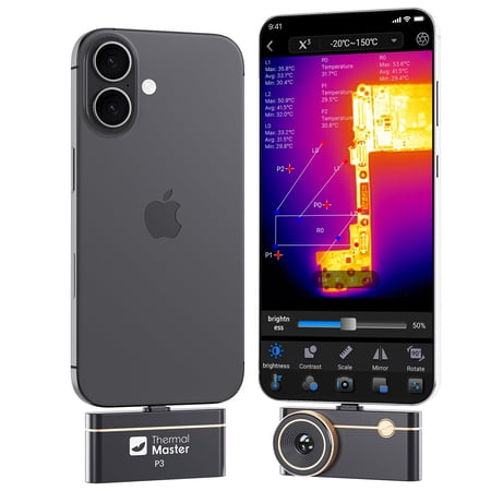 Thermal Master P3, Thermal Camera for iOS & Android, Manual Focus Infrared Camera, 512×384 X³ IR Resolution, -4? to 1112? Temp Range Thermal Imager, PCB Inspection