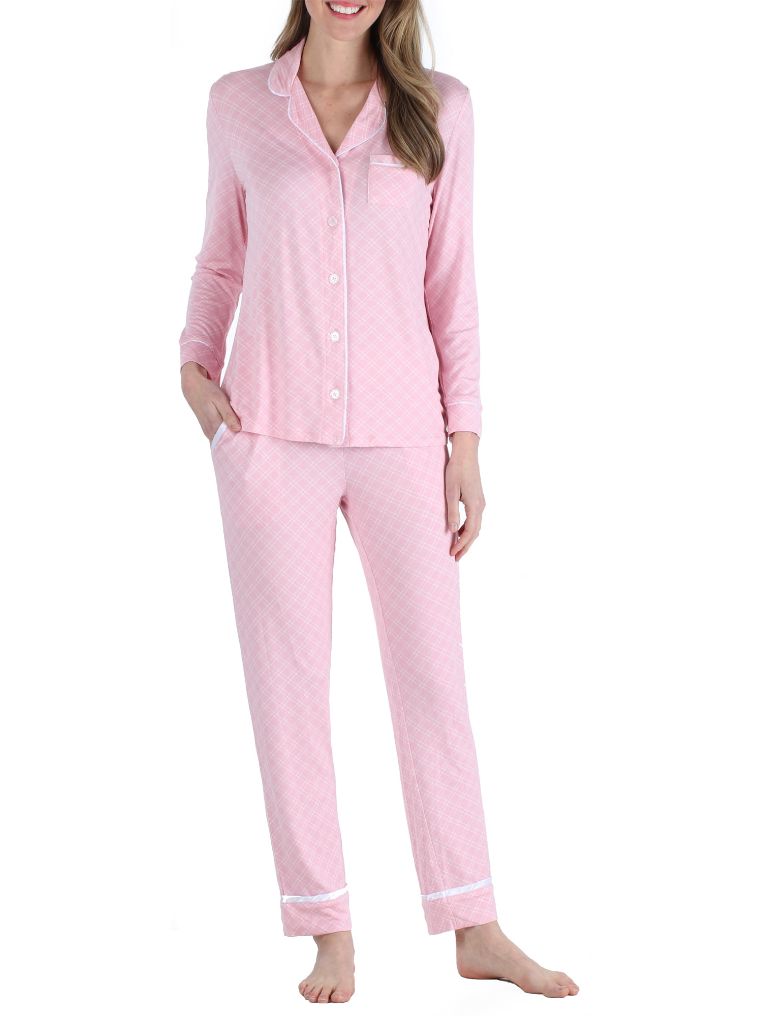 Bsoft Bsoft Women S Breathable Soft 2 Piece Long Sleeve Button Down Pajama Lounger Set