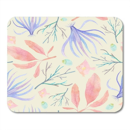 Fish Lily Pads - LADDKE Watercolor Underwater Pattern Red Delesseria Antigonia Fish Black Coral Purple Sea Lily and Green Mousepad Mouse Pad Mouse Mat 9x10 inch