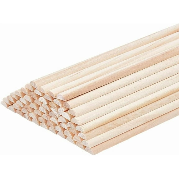 50Pcs 11.8 Inch Wooden Dowel Rods Half Round Unfinished Wooden Rods Split Wood Dowels Sticks Half Round Strips Arch Dowel Rods for DIY Crafts Braiding Tapestry Home Decor White