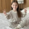 thumbnail image 6 of Girls Fleece Pants Sets Fuzzy 2 Piece Outfits Long Sleeve Pullover Striped Oversized Sweatshirt Set Sweatsuit (6-7 Years, Gray), 6 of 8