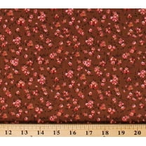 Cotton Floral Small Tiny Flowers Blossoms Dutch Brown Cotton Fabric Print by the Yard (N1205-BROWN)