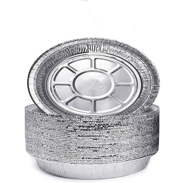 6'' Inch Round Tin Foil Cake Pans Disposable Aluminum Foil Pie Pans Freezer & Oven Safe - For Baking, Cooking, Storage, Roasting, Reheating, Pack of 50