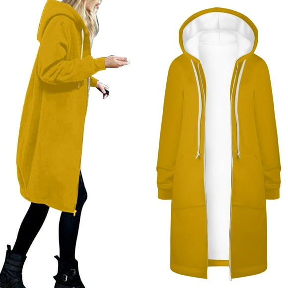 Womens Hoodies Coat Fall Women Zip Fleece Winter Warm Pockets Drawstring Fleece Fall Jacket Women Zipper Open Thin Hooded Fleece Jackets for Woman Jackets Long Cardigans Tops Outwear