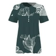thumbnail image 4 of Womens Tops Women Summer Printing Trendy Sexy Button Cardigan Short Sleeve Shirt V Neck Casual Fitted Tunic Clothes Tops Womens Long Sleeve Athletic Shirt Too Short T Women's Athletic Long Green XL, 4 of 5