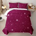 thumbnail image 2 of Manfei Minimalist Stars Twin Quilt Set,Kawaii Cartoon Theme Twin Coverlet Set,Burgundy White,Black Reversible,2 Pieces,1 Bedspread and 1 Pillowcase, 2 of 7