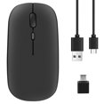 thumbnail image 1 of Ratón Inalámbrico Recargable, Óptico Ultra Silencioso de 2,4 G con Receptor Usb y Tipo C, para Ordenador Portátil, (Negro), 1 of 5