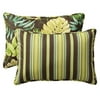 Pillow Perfect Outdoor Green/ Brown Tropical Stripe Toss Pillows (Set of 2)