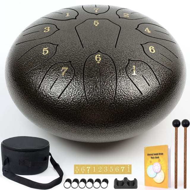 Steel Drum, 10 inch 11 Notes Steel Tongue Drum Meditation Healing Instrument D Key