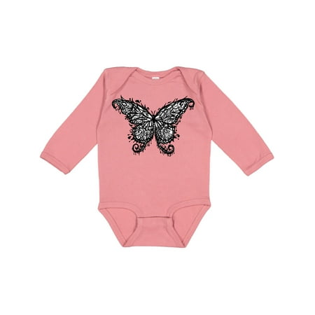 

Inktastic Black Ink Butterfly Gift Baby Boy or Baby Girl Long Sleeve Bodysuit