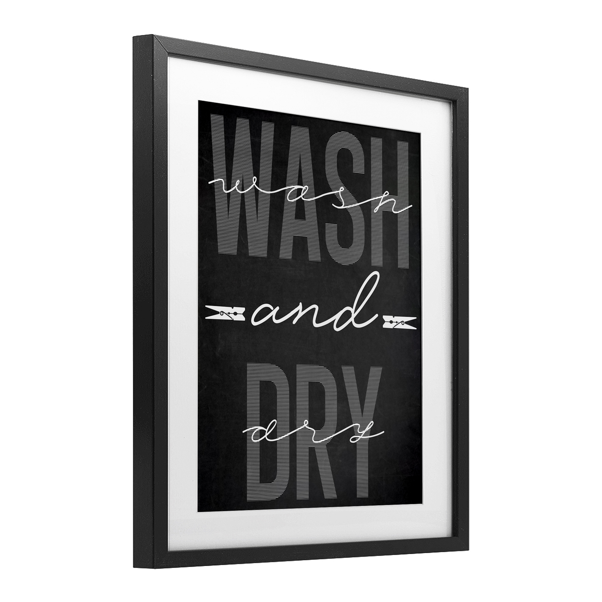 Wash And Dry Black Minimal Black Framed Print Under Glass, design by Marcus Prime