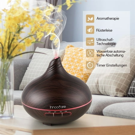 

300ml-Ultrasonic Humidifier Wood grain LED Essential Oil Diffuser 7 Color