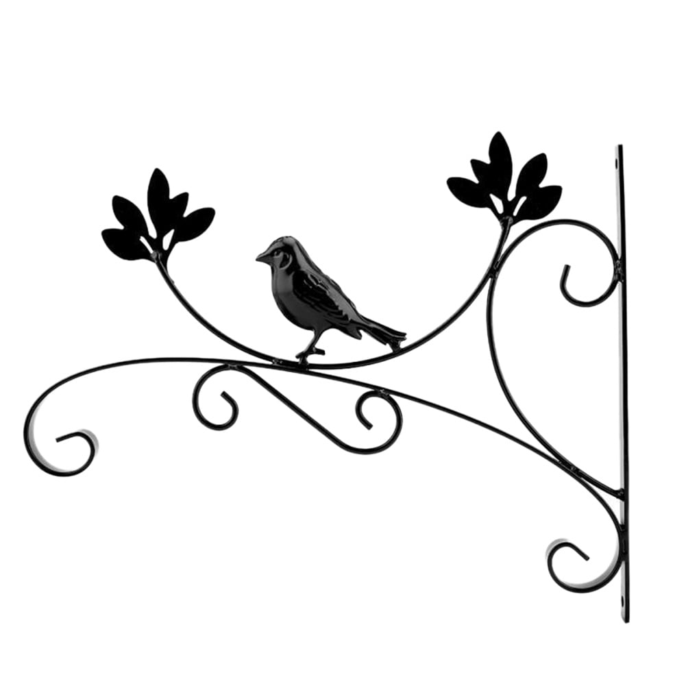 Wall Mounted Iron Flower Basket Bracket Outdoor Hanging Metal Plant Pot