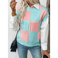 thumbnail image 6 of SHEWIN Women's Sweaters Fall Cap Sleeve Sweater Vest Casual Crew Neck Loose Fit Knit Lightweight Sweater Pullover Tops Light Pink 2XL, 6 of 8