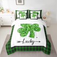 thumbnail image 2 of jejeloiu Four Leaf Clover 7-Piece Twin Bedding Sets,Lucky St.Patrick'S Day Bedding Comforter Set,Green Black Check Sheet Sets For Kids,Ultra Soft Home Decor Reversible, 2 of 8