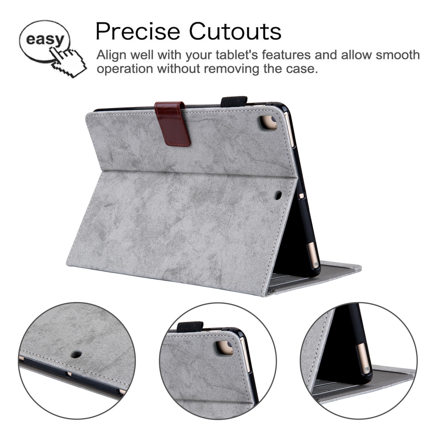 Allytech iPad 8th Gen 2020 Case 10.2 Inch, iPad 7th Gen 2019 Case, PU Leather Slim Fit Multi Angle Stand Smart Cover Auto Sleep Wake Shockproof Folio Flip Pencil Holder Case for Apple iPad 10.2",Gray