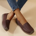 thumbnail image 2 of Women's Leather Penny Dress Loafers Classic Round Toe Slip On Soft Bottom Driving Work Flats Breathable Non Slip Walking Shoes Brown Size 7, 2 of 9
