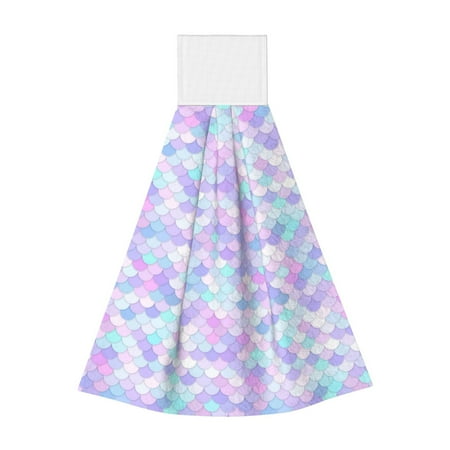 

Adobk Rainbow Scales Print Coral Velvet Hand Wipes Fashion Hanging Kitchen Towel for Bathroom Washcloth Absorbent Tie Towel