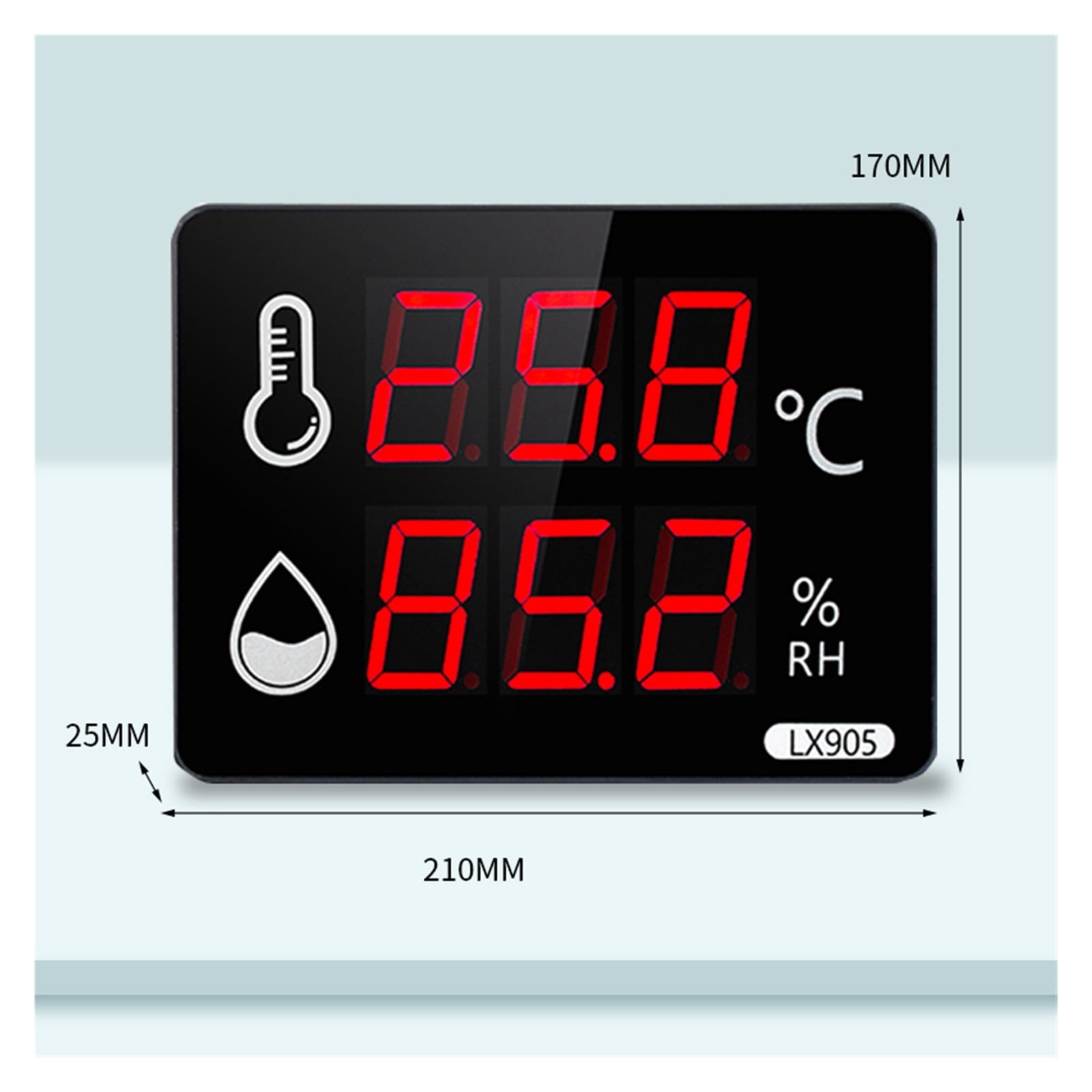 Wall-Mounted Digital LED Thermometer Hygrometer with Humidity Sensor Outdoor Temperater Meter