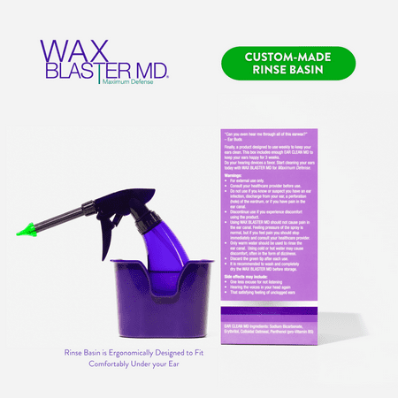 Eosera WAX BLASTER MD Ear Wax Cleaning Kit with Bottle, Basin, Three Tips, EAR WAX MD Wax Dissolving Drops, 5 Count
