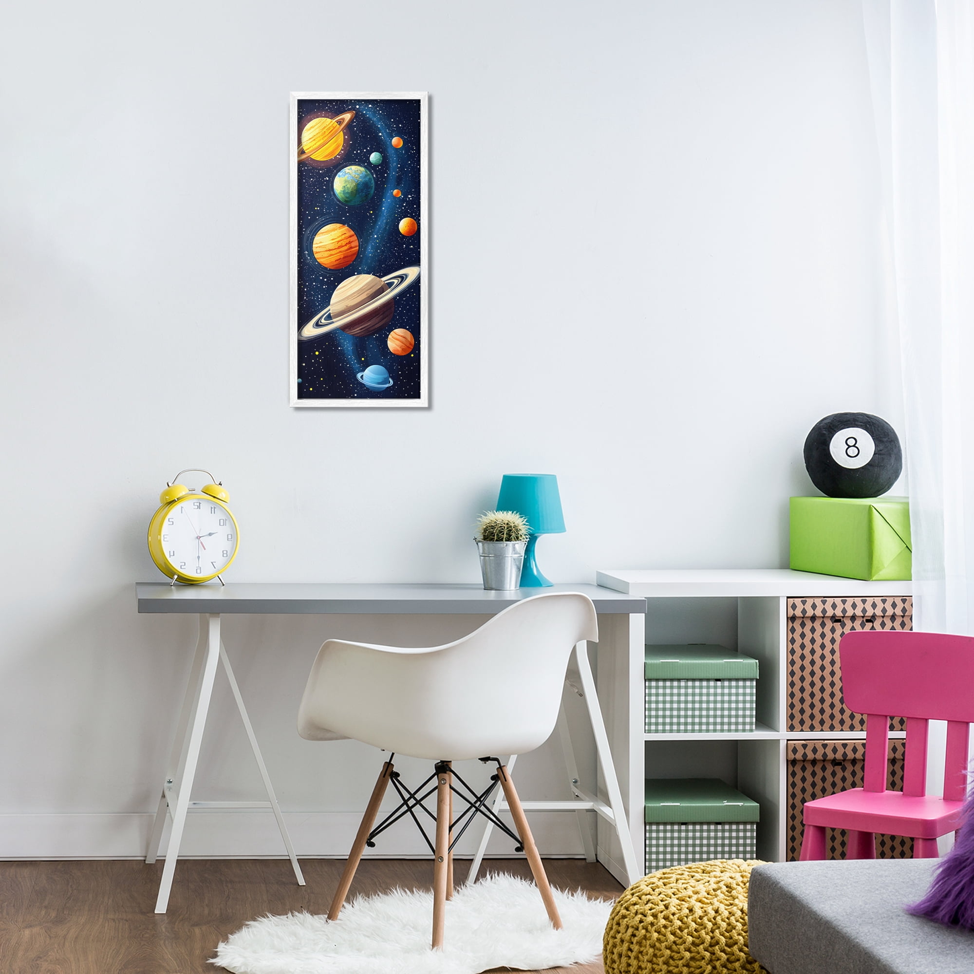 Stupell Industries Galaxy Swirl Planetary Orbit White Framed Giclee Art, design by Creative Studio